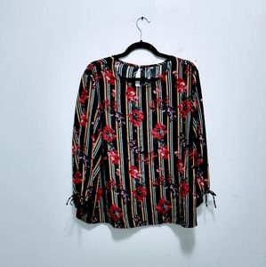 Massini long sleeve striped floral blouse